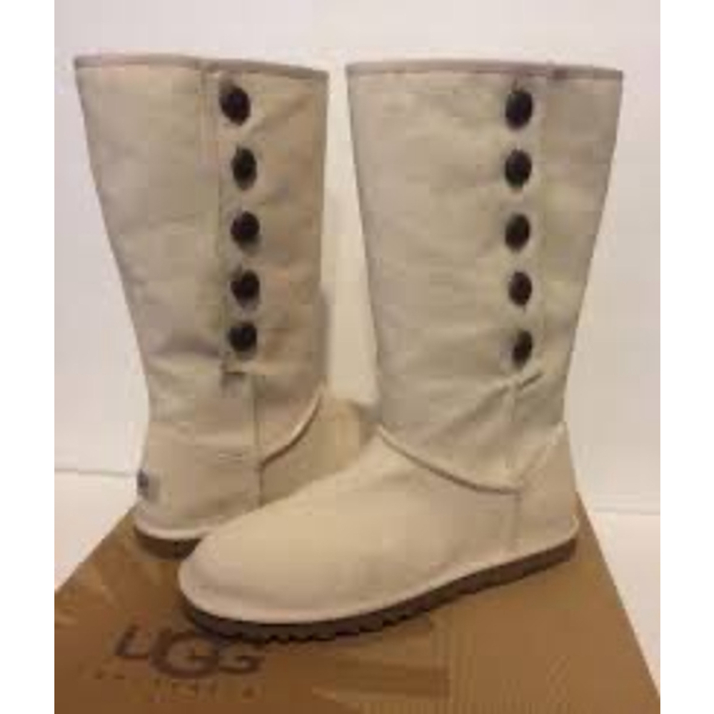 UGG Womens Lo Pro Marrakech Canvas Button Foldover Boots Size 7